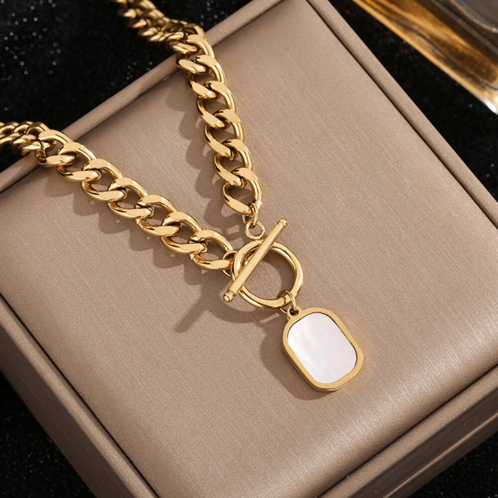 Women's Gold Stainless Steel Cuban Chunky Choker Necklace
